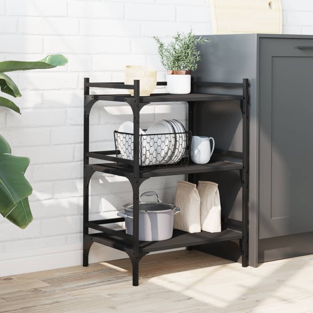 vidaXL Kitchen Trolley 50x35x75.5 cm Engineered Wood Black