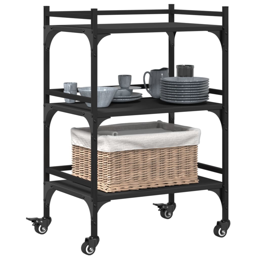 vidaXL Kitchen Trolley 50x35x75.5 cm Engineered Wood Black