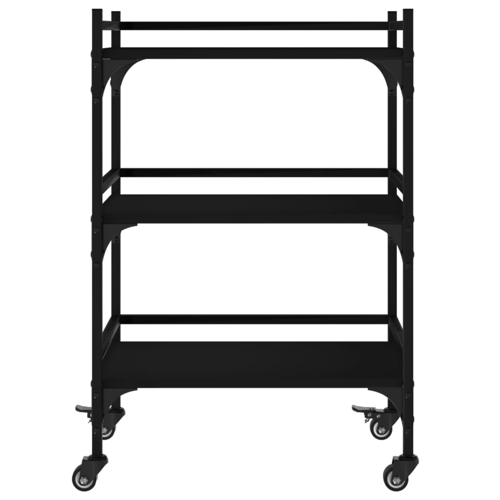 vidaXL Kitchen Trolley 50x35x75.5 cm Engineered Wood Black