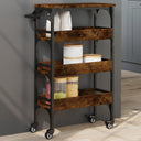 vidaXL Keukentrolley 53x20x76 cm bewerkt hout zwart