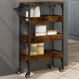 vidaXL Keukentrolley 53x20x76 cm bewerkt hout zwart