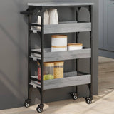 vidaXL Keukentrolley 53x20x76 cm bewerkt hout zwart