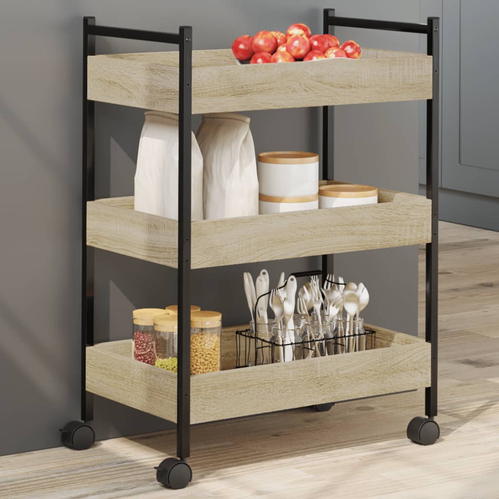 vidaXL Kitchen Trolley 50x30x70 cm Engineered Wood Black