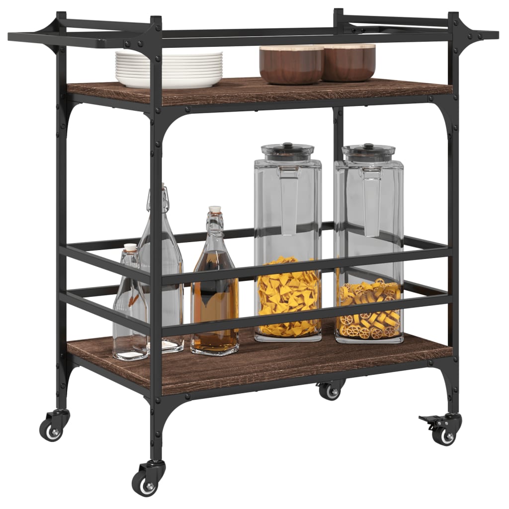 vidaXL Keukentrolley 82x40x78,5 cm bewerkt hout zwart