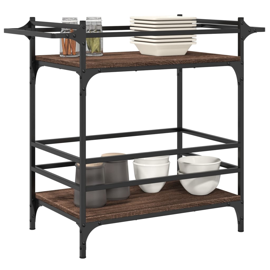vidaXL Keukentrolley 82x40x78,5 cm bewerkt hout zwart