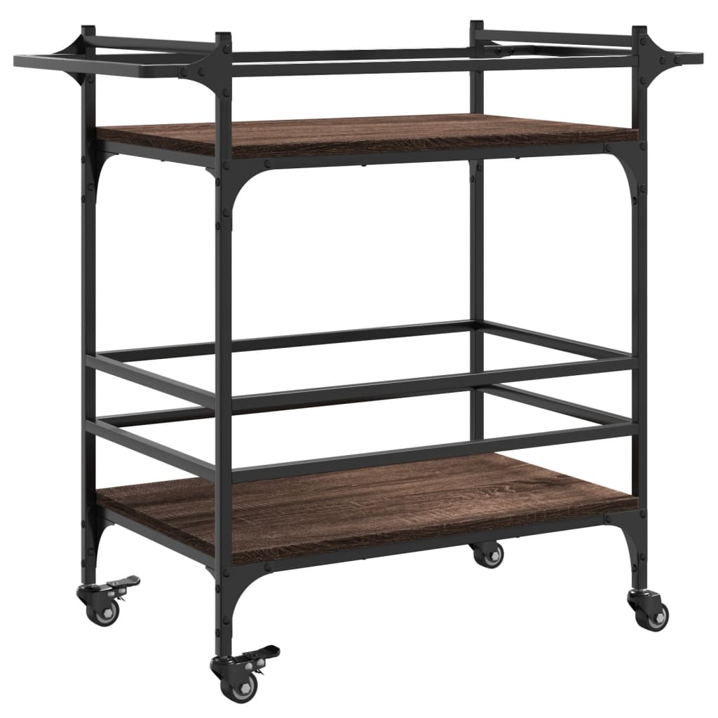 vidaXL Keukentrolley 82x40x78,5 cm bewerkt hout zwart