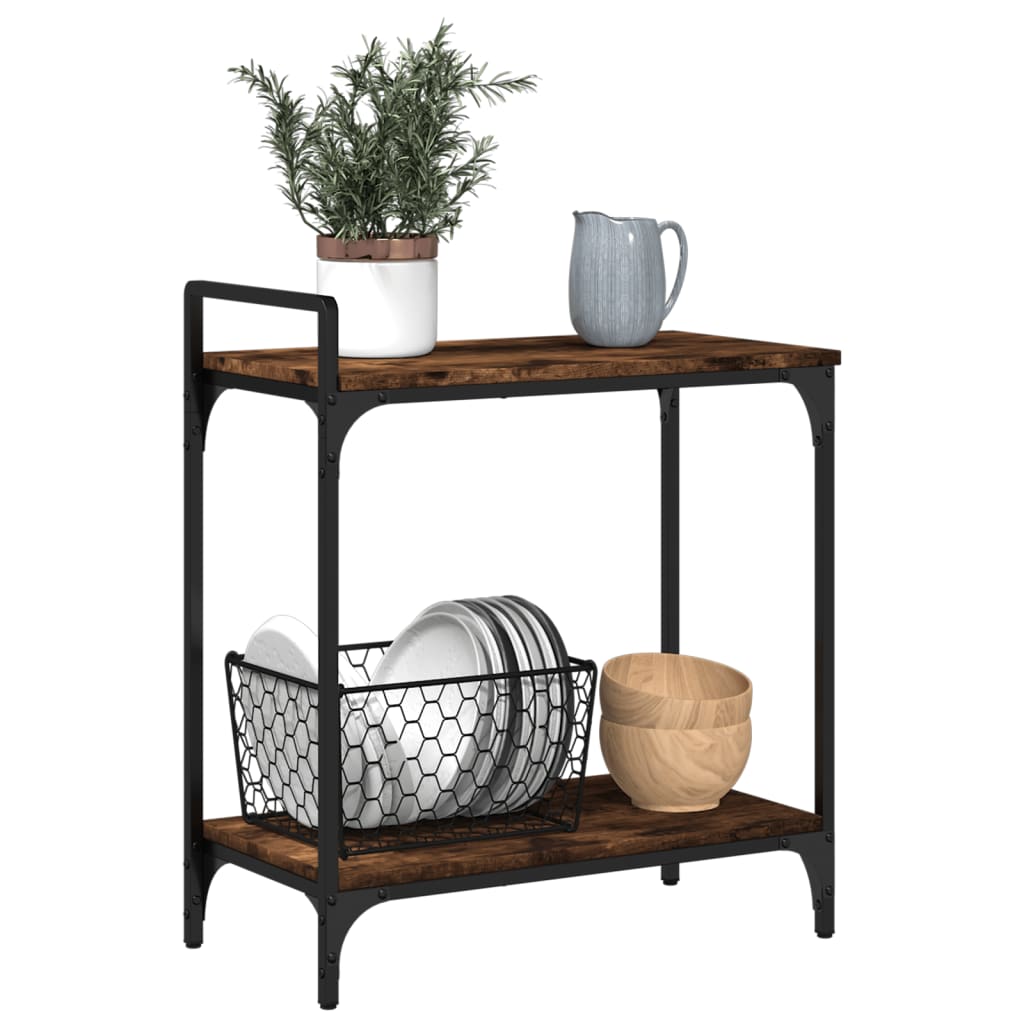 vidaXL Keukentrolley 60,5x31x72,5 cm bewerkt hout zwart