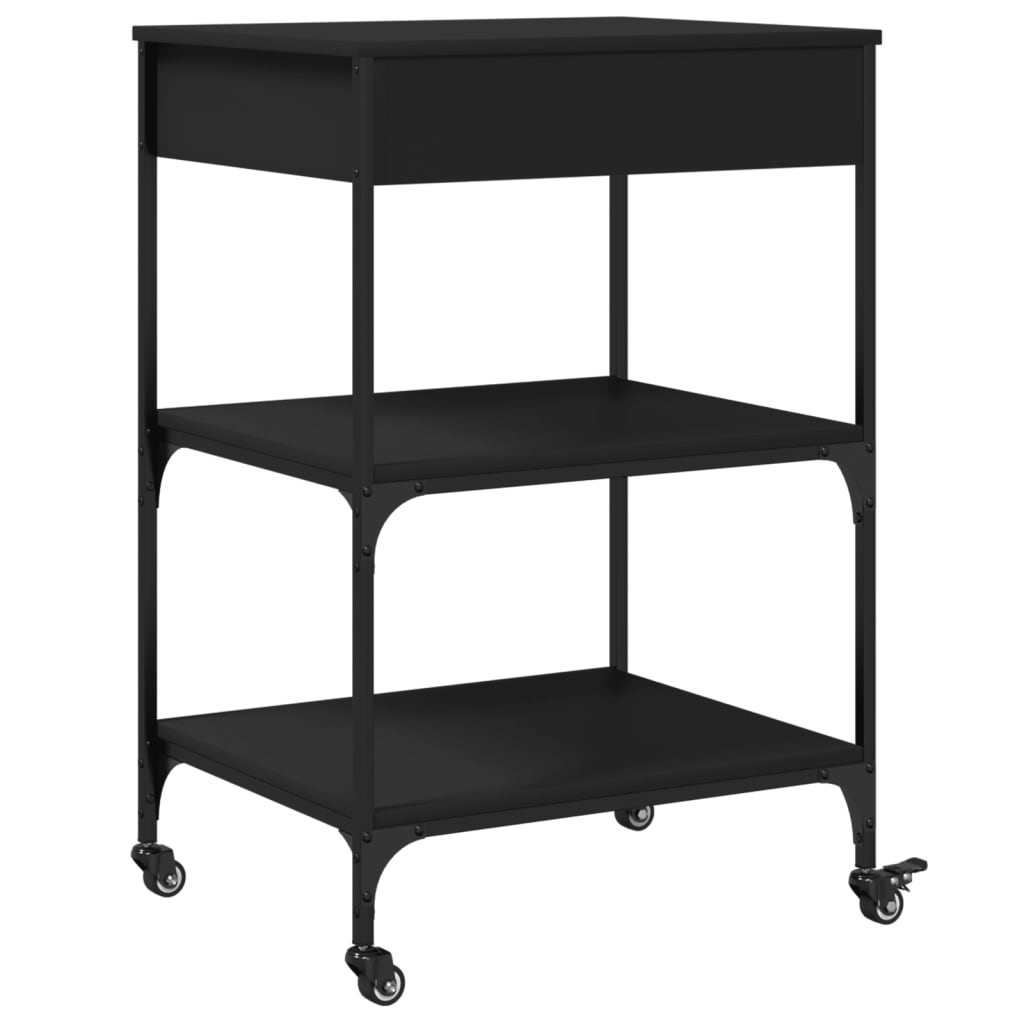 vidaXL Kitchen Trolley 60x48x89.5 cm Engineered Wood Black
