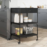 vidaXL Kitchen Trolley 60x48x89.5 cm Engineered Wood Black