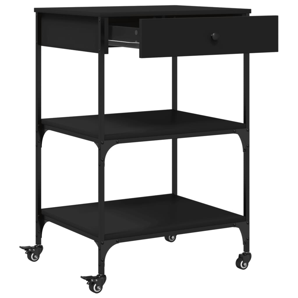 vidaXL Kitchen Trolley 60x48x89.5 cm Engineered Wood Black