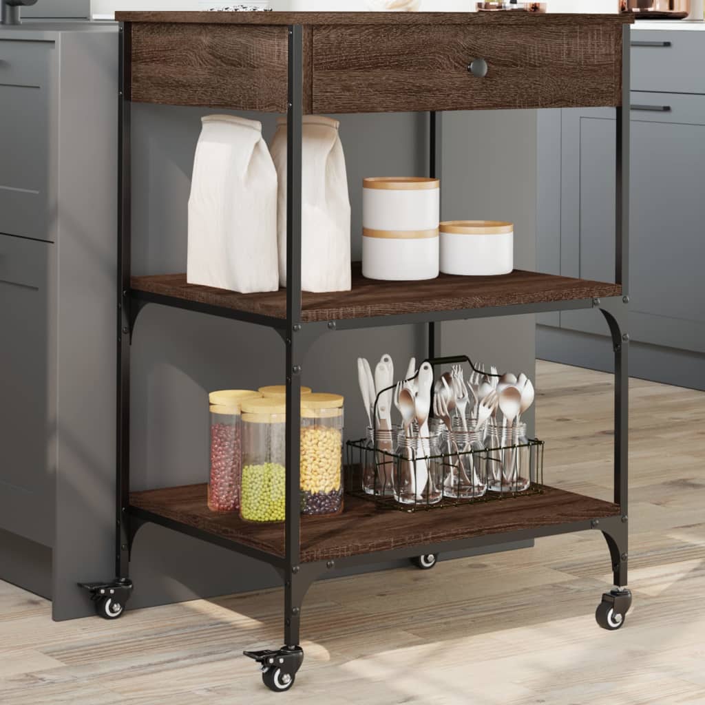 vidaXL Kitchen Trolley 60x48x89.5 cm Engineered Wood Black