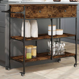 vidaXL Keukentrolley 105x42x95 cm bewerkt hout zwart