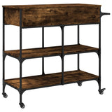 vidaXL Keukentrolley 105x42x95 cm bewerkt hout zwart