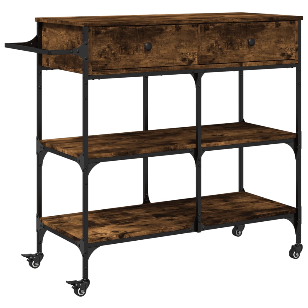vidaXL Keukentrolley 105x42x95 cm bewerkt hout zwart