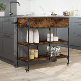 vidaXL Keukentrolley 105x42x95 cm bewerkt hout zwart