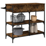 vidaXL Keukentrolley 105x42x95 cm bewerkt hout zwart