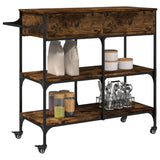 vidaXL Keukentrolley 105x42x95 cm bewerkt hout zwart