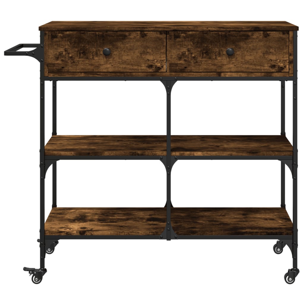 vidaXL Keukentrolley 105x42x95 cm bewerkt hout zwart