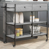 vidaXL Keukentrolley 105x42x95 cm bewerkt hout zwart