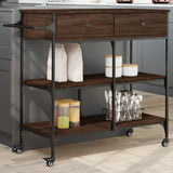 vidaXL Keukentrolley 105x42x95 cm bewerkt hout zwart