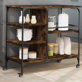 vidaXL Keukentrolley 100x45x89,5 cm bewerkt hout zwart