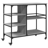 vidaXL Keukentrolley 100x45x89,5 cm bewerkt hout zwart