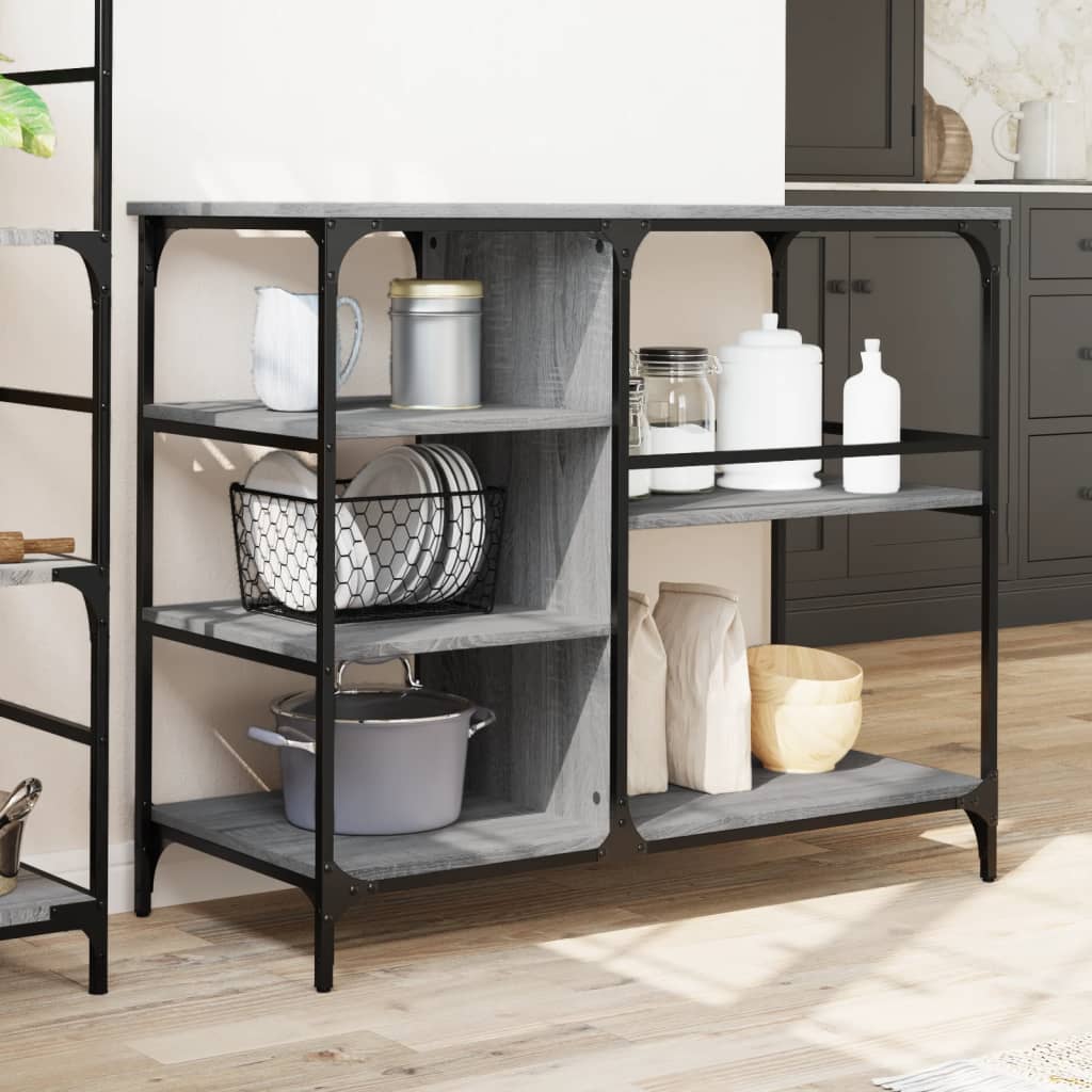 vidaXL Keukentrolley 100x45x89,5 cm bewerkt hout zwart