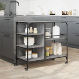 vidaXL Keukentrolley 100x45x89,5 cm bewerkt hout zwart