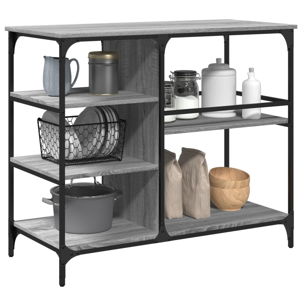 vidaXL Keukentrolley 100x45x89,5 cm bewerkt hout zwart
