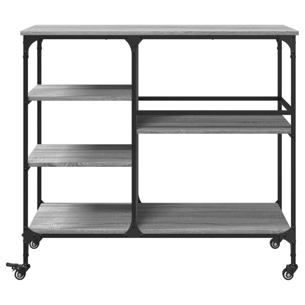 vidaXL Keukentrolley 100x45x89,5 cm bewerkt hout zwart