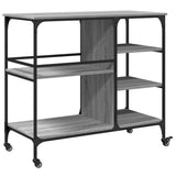 vidaXL Keukentrolley 100x45x89,5 cm bewerkt hout zwart