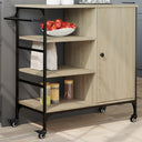 vidaXL Keukentrolley 87,5x38,5x84,5 cm bewerkt hout zwart