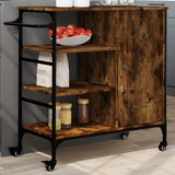 vidaXL Keukentrolley 87,5x38,5x84,5 cm bewerkt hout zwart