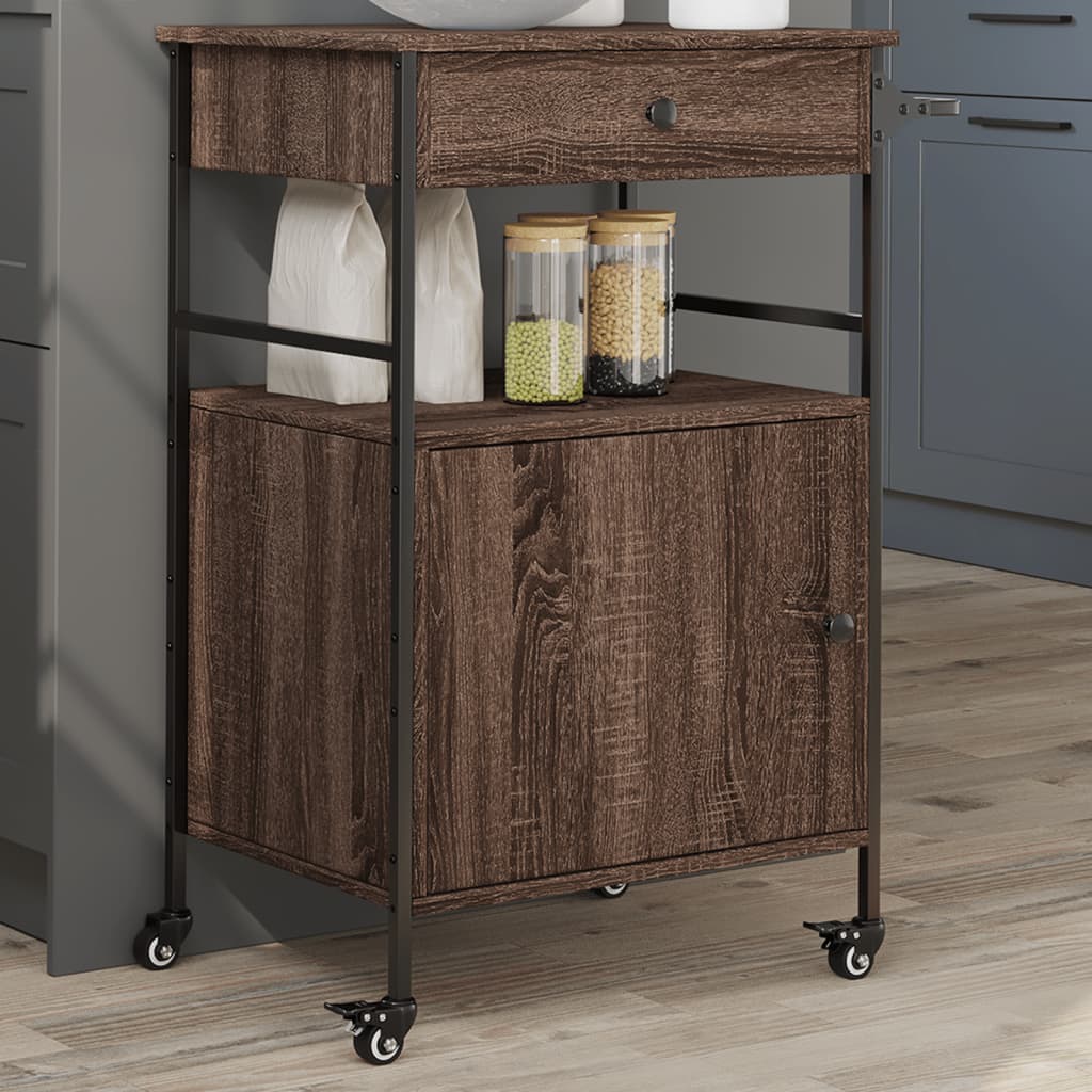 vidaXL Keukentrolley 56x43x89,5 cm bewerkt hout zwart