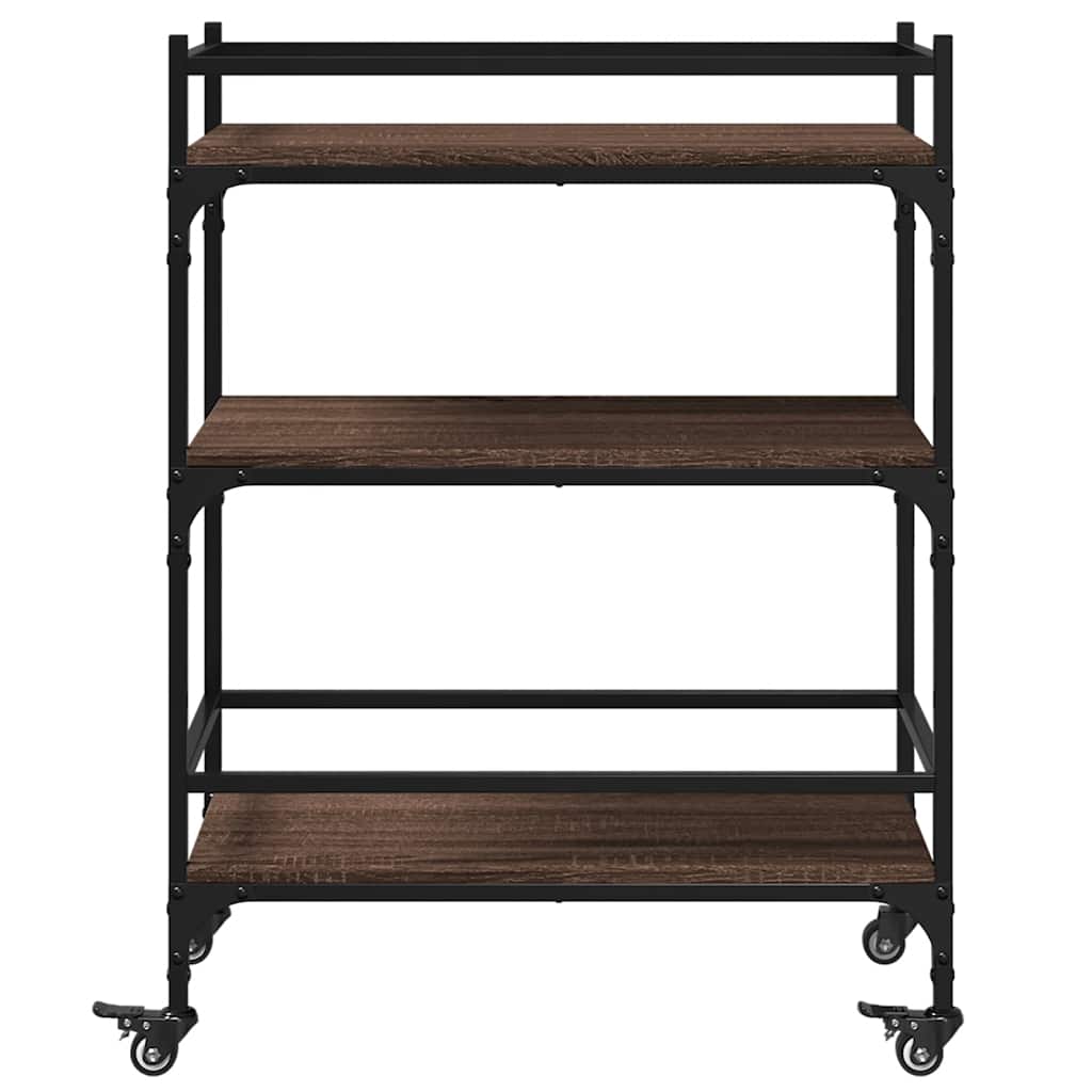 vidaXL Keukentrolley 65x40x86,5 cm bewerkt hout zwart