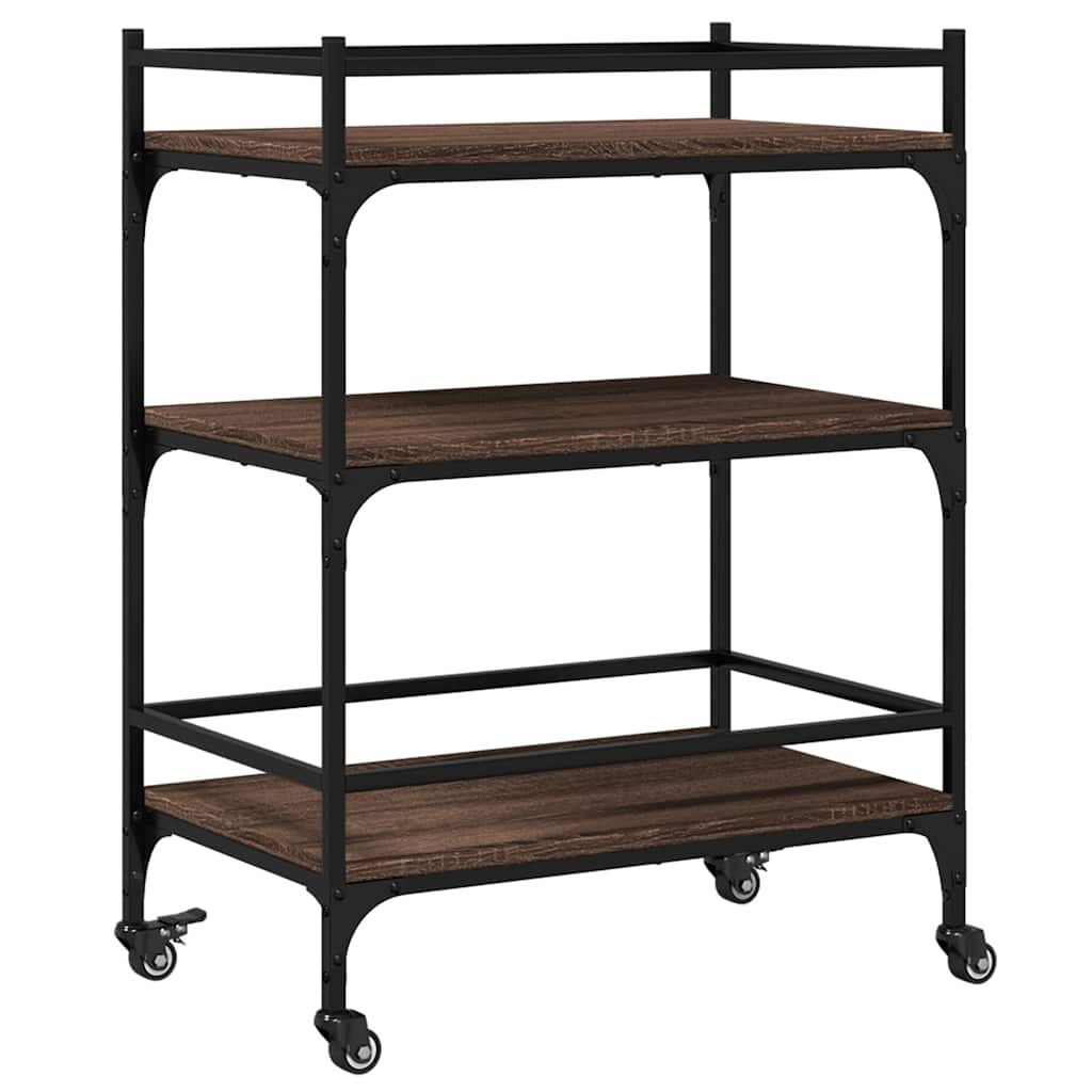 vidaXL Keukentrolley 65x40x86,5 cm bewerkt hout zwart