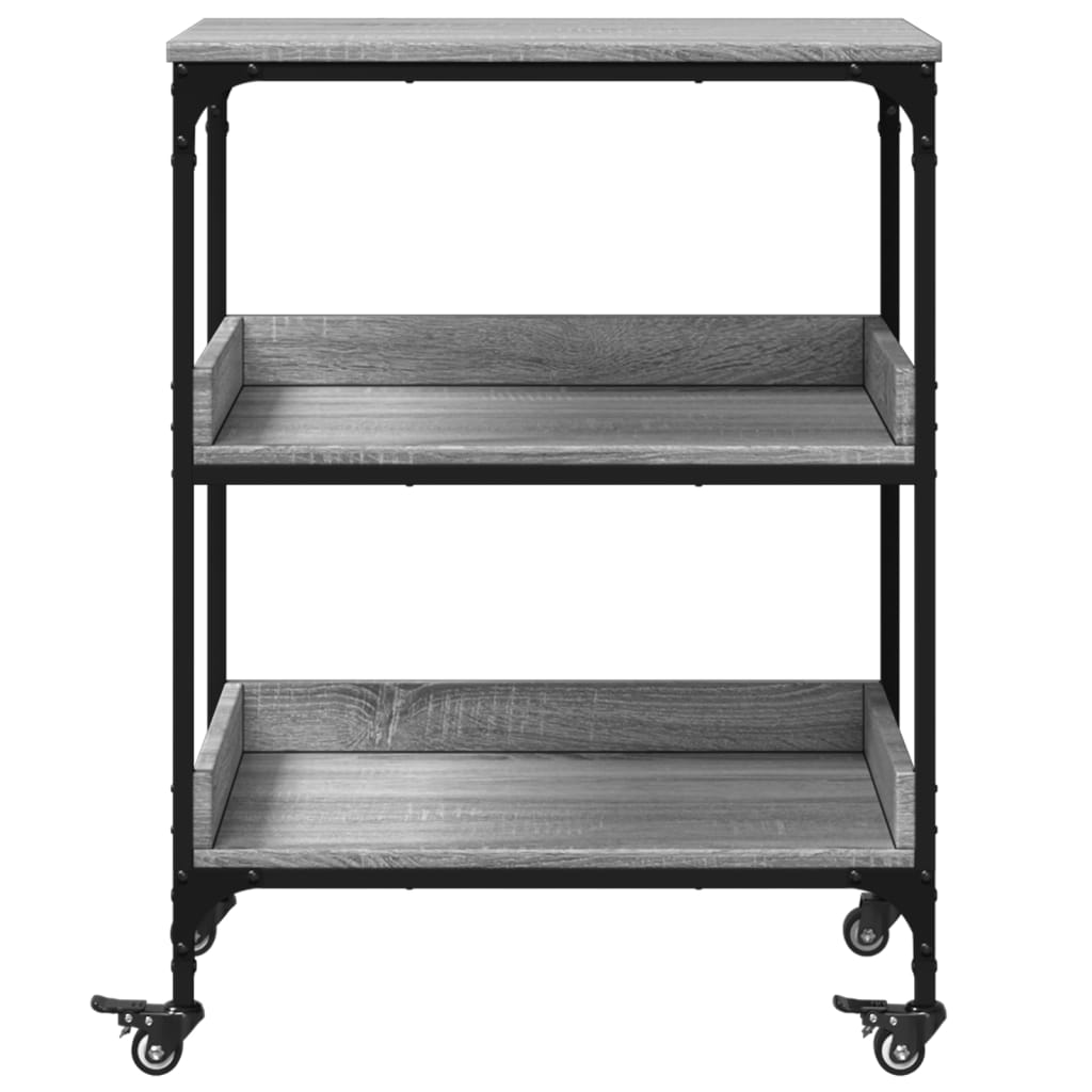 vidaXL Keukentrolley 60x41x80,5 cm bewerkt hout zwart