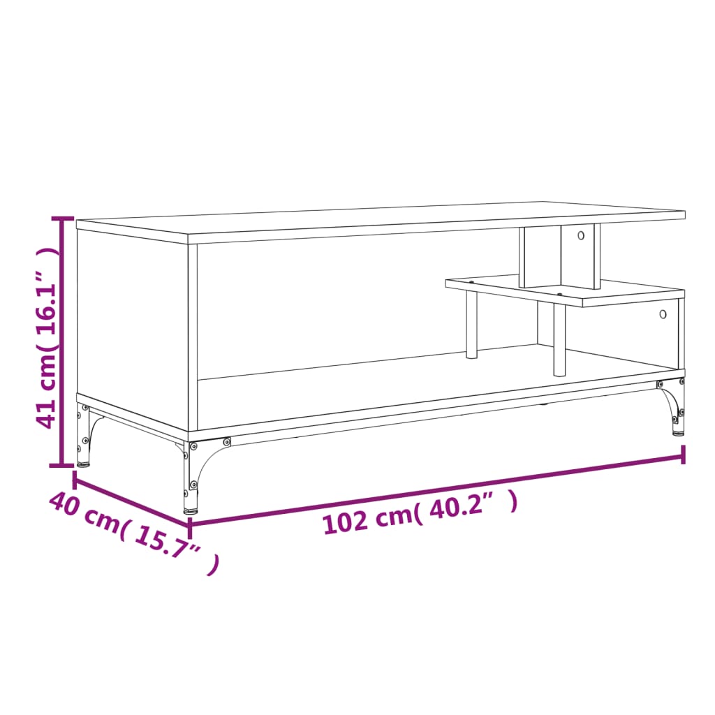 vidaXL TV Cabinet 102x40x41 cm Engineered Wood and Powder-Coated Steel Black
