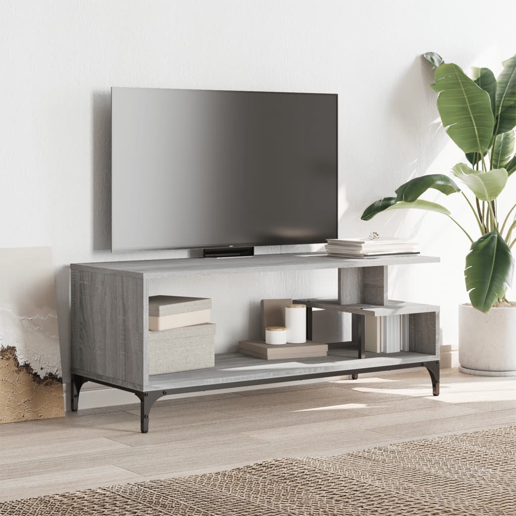 vidaXL TV Cabinet 102x40x41 cm Engineered Wood and Powder-Coated Steel Black