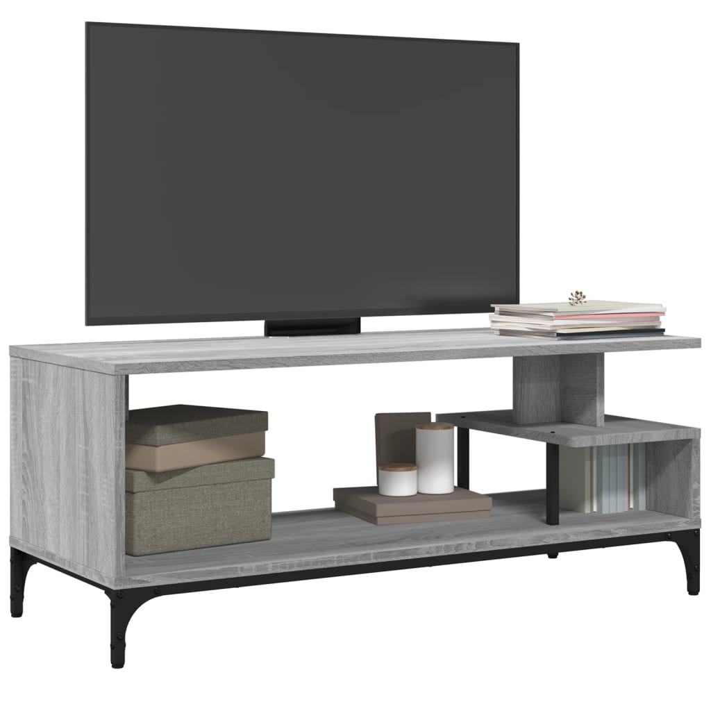 vidaXL TV Cabinet 102x40x41 cm Engineered Wood and Powder-Coated Steel Black