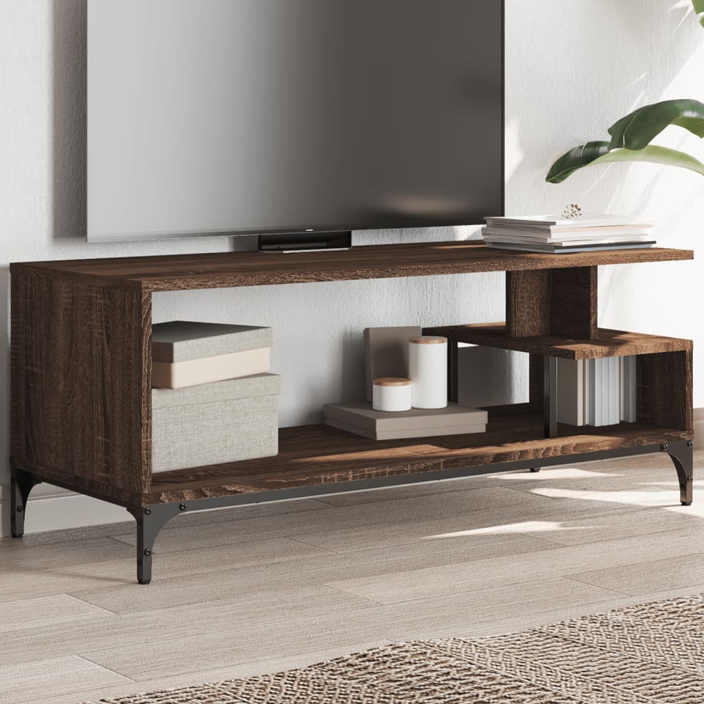vidaXL TV Cabinet 102x40x41 cm Engineered Wood and Powder-Coated Steel Black
