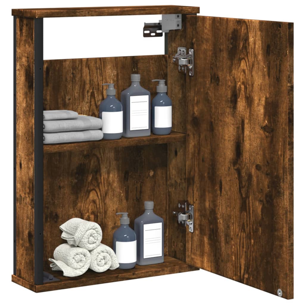 vidaXL Badkamerspiegelkast 42x12x60 cm bewerkt hout zwart
