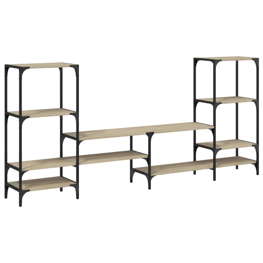 vidaXL Tv-meubel 206,5x28,5x95 cm bewerkt hout zwart