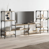 vidaXL Tv-meubel 206,5x28,5x95 cm bewerkt hout zwart