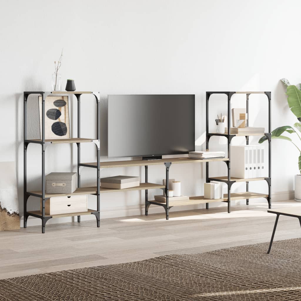 vidaXL Tv-meubel 206,5x28,5x95 cm bewerkt hout zwart