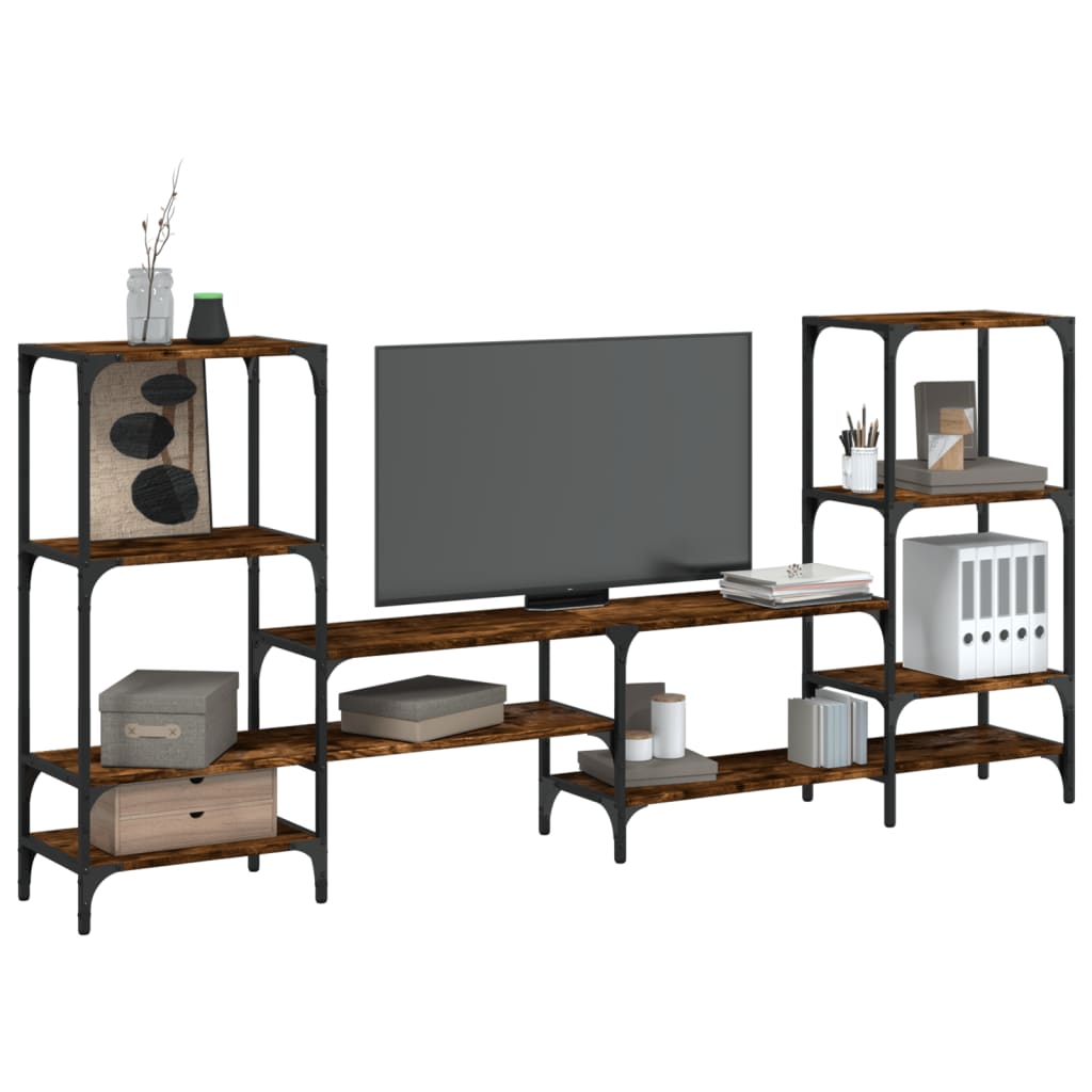 vidaXL Tv-meubel 206,5x28,5x95 cm bewerkt hout zwart
