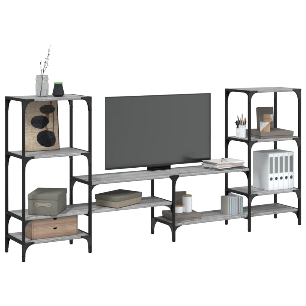 vidaXL Tv-meubel 206,5x28,5x95 cm bewerkt hout zwart