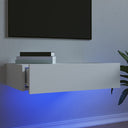 vidaXL TV Cabinet with LED Lights 120x35x15.5 cm White