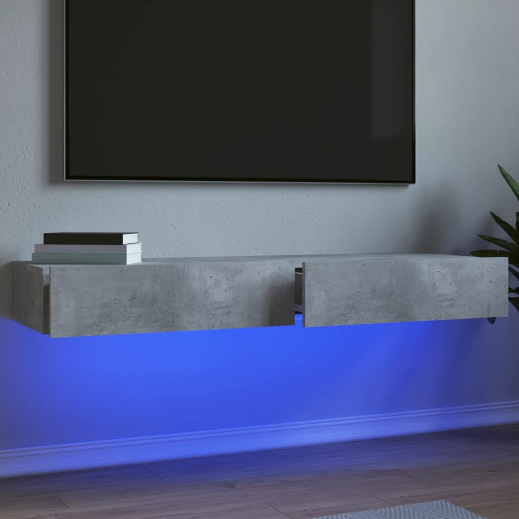 vidaXL TV Cabinet with LED Lights 120x35x15.5 cm White