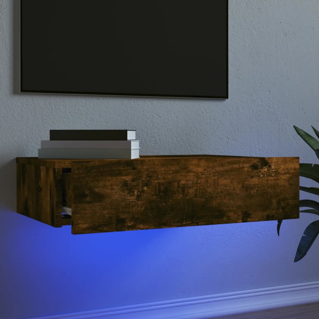 vidaXL TV Cabinet with LED Lights 120x35x15.5 cm White